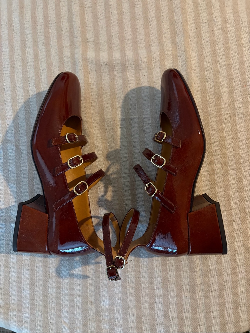 Sezane - Women’s Patent Leather Mahogany Multi-Strap Mary Jane’s - Picture 4 of 5